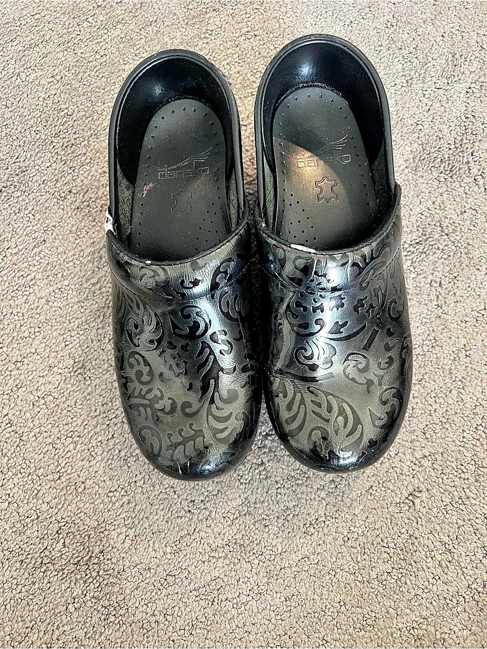 Dansko Professional Clog Floral Pattern Clogs in Black
